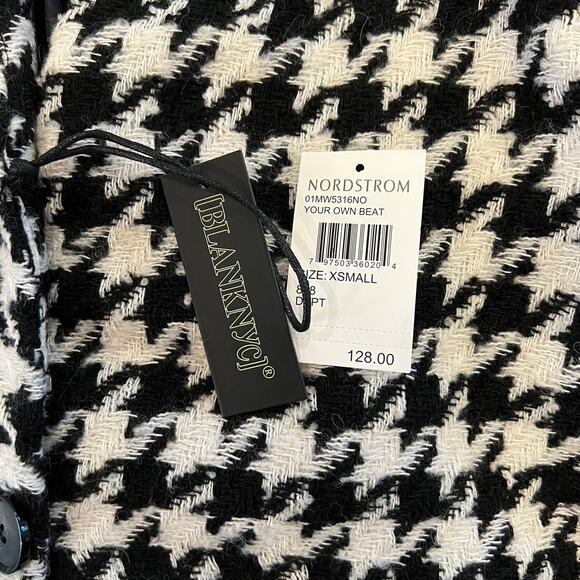 NEW Blank NYC Black White Checkered Your Own Beat Jacket Coat Size X-Small - Picture 10 of 14